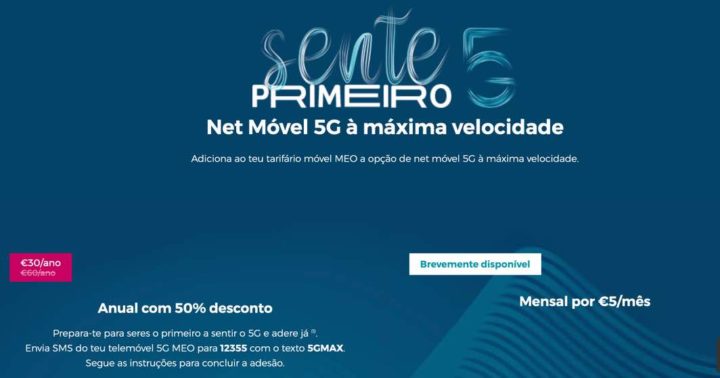 MEO com internet móvel 5G por mais 5 euros por mês