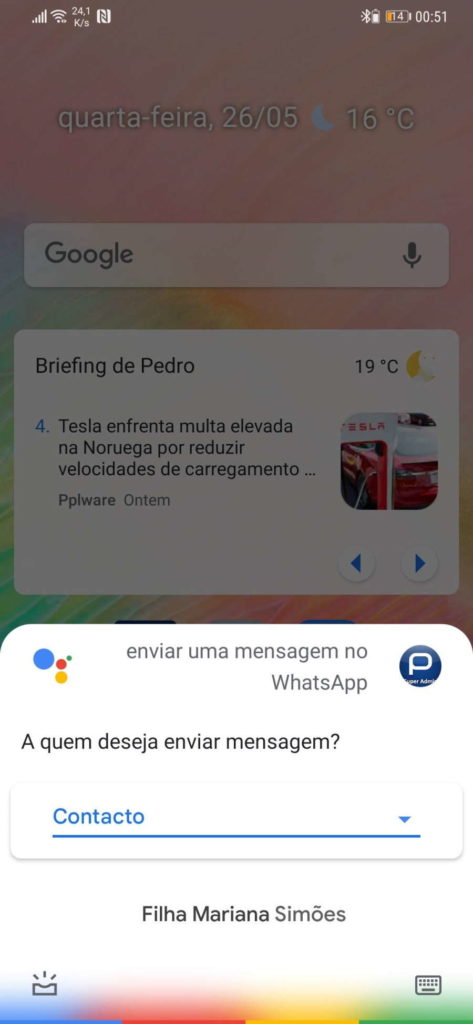 WhatsApp Assistente Google mensagem Android