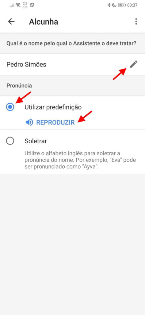 Assistente Google nome alterar Android
