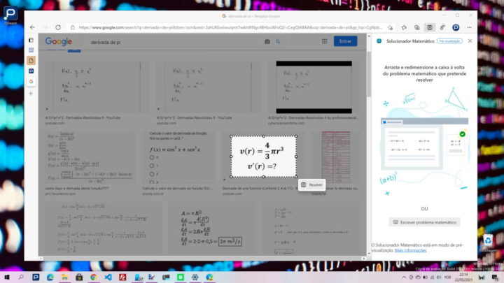Edge Microsoft browser matemática problemas