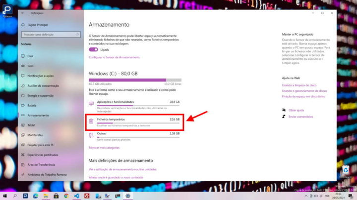 Windows 10 atualização espaço armazenamento versão