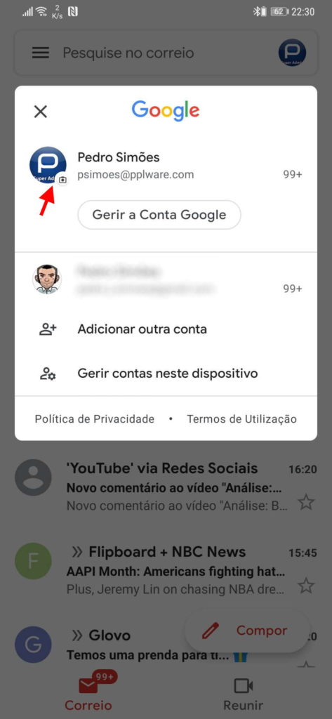 Gmail Google Android imagem serviços
