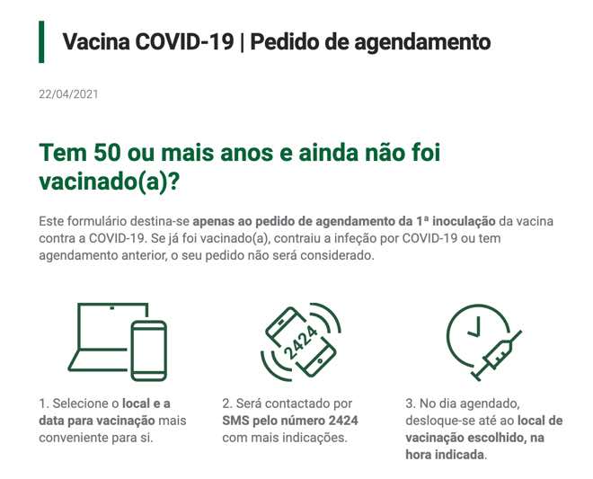 COVID-19: Tem mais de 50 anos? Agende já a sua vacina