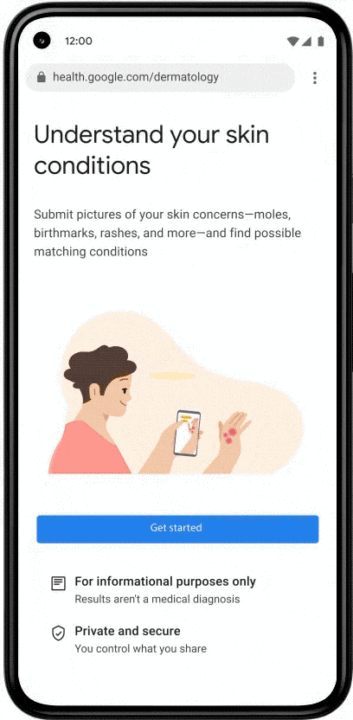 Ilustração app Google para detetar problemas na pele