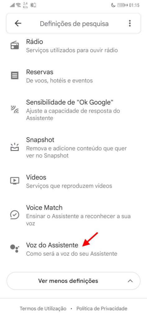 Assistente Google Android voz smartphone