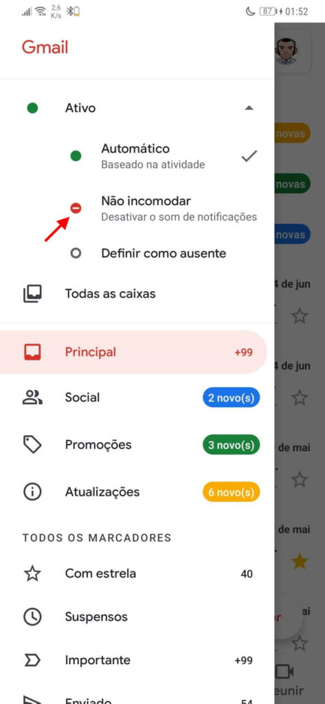 Gmail Chat estado conversar