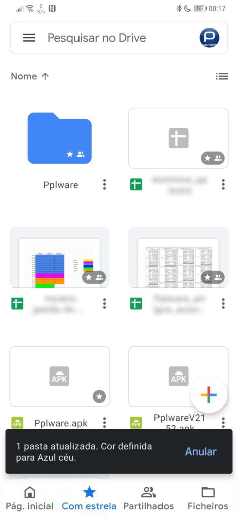 Google Drive cores pastas organizar