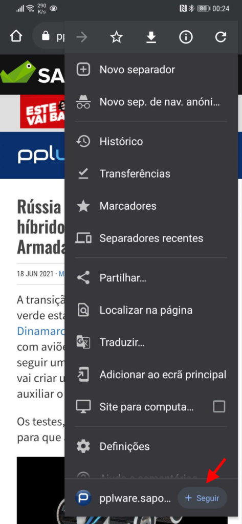 browser Chrome Android RSS testar