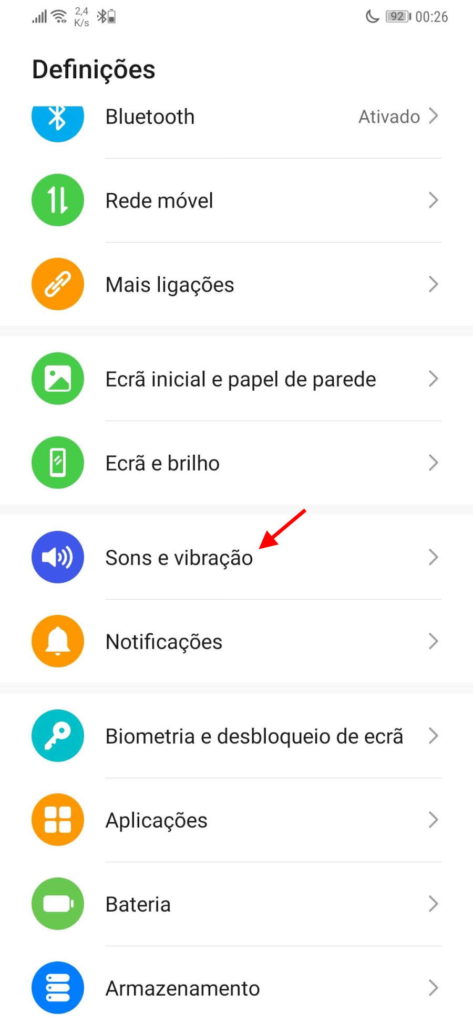 notificações som vibração Android smartphone