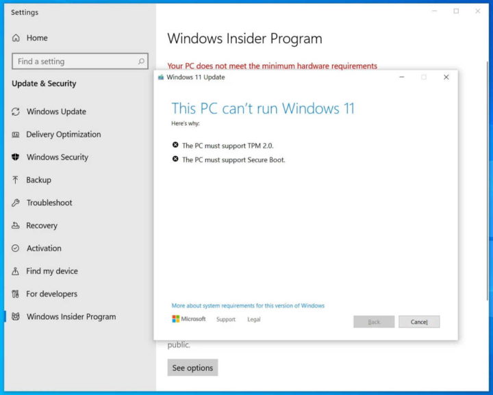 Windows 11 Microsoft requisitos problemas Insiders