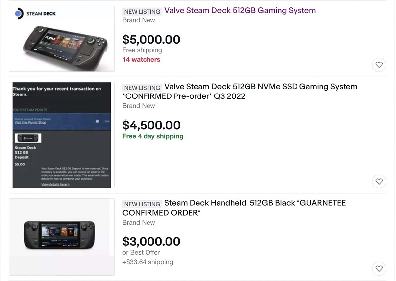 Consola Steam Deck já está a ser revendida por 10.000 dólares