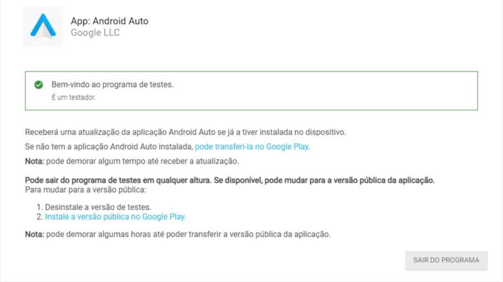 Android Auto Google beta programa