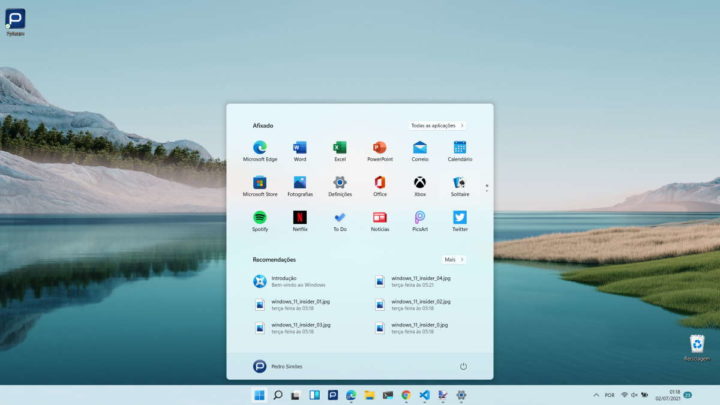 Barra de tareas del menú Inicio de Microsoft Windows 11
