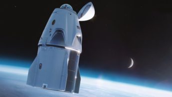 Ilustração da nave espacial da SpaceX com WC na cúpula de vidro