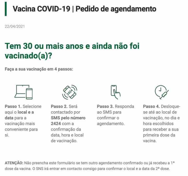 COVID-19: Tem mais de 30 anos? Agende já a sua vacina