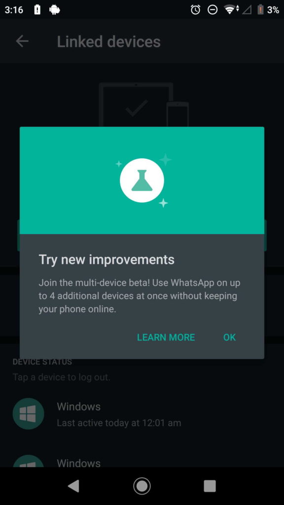 WhatsApp dispositivos multi-dispositivo smartphone segurança