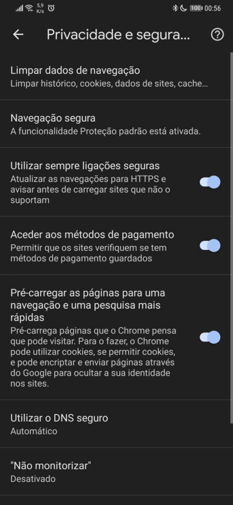 Chrome browser Google segurança anónimos