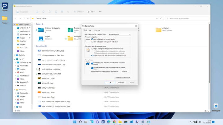 Windows 11 Microsoft Opões Pastas Ficheiros