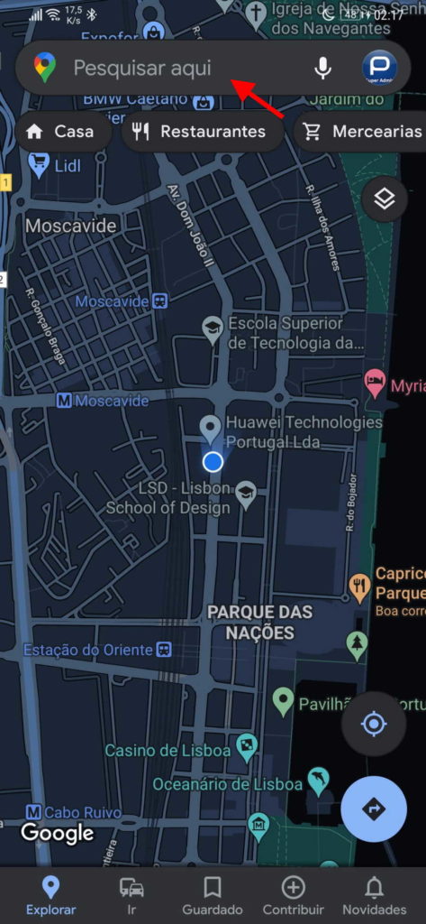 Google Maps partilhar rotas