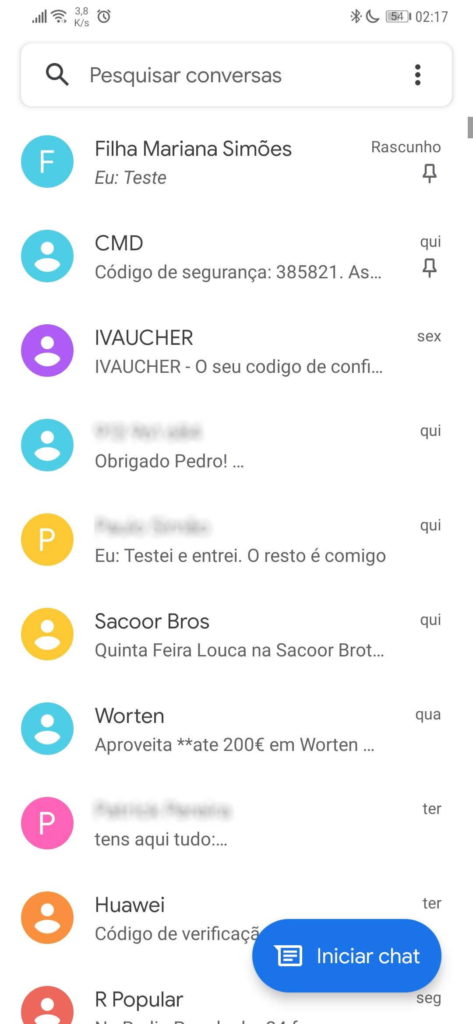 conversas Mensagens Google Android
