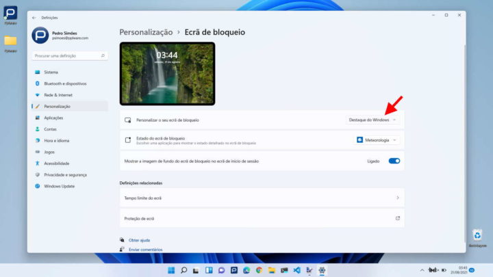 Windows 11 imagem ecrã bloqueio Microsoft