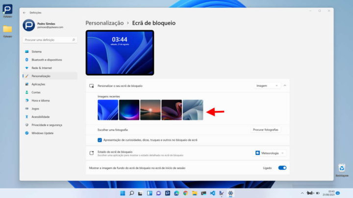 Windows 11 imagem ecrã bloqueio Microsoft