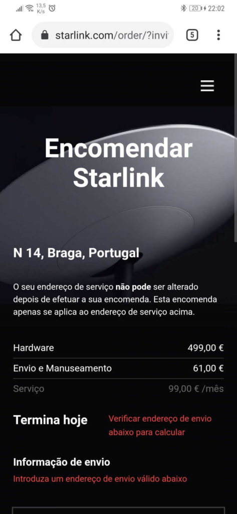 Starlink Portugal Internet serviço