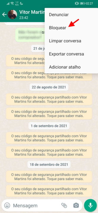 WhatsApp bloquear desbloquear contacto mensagens