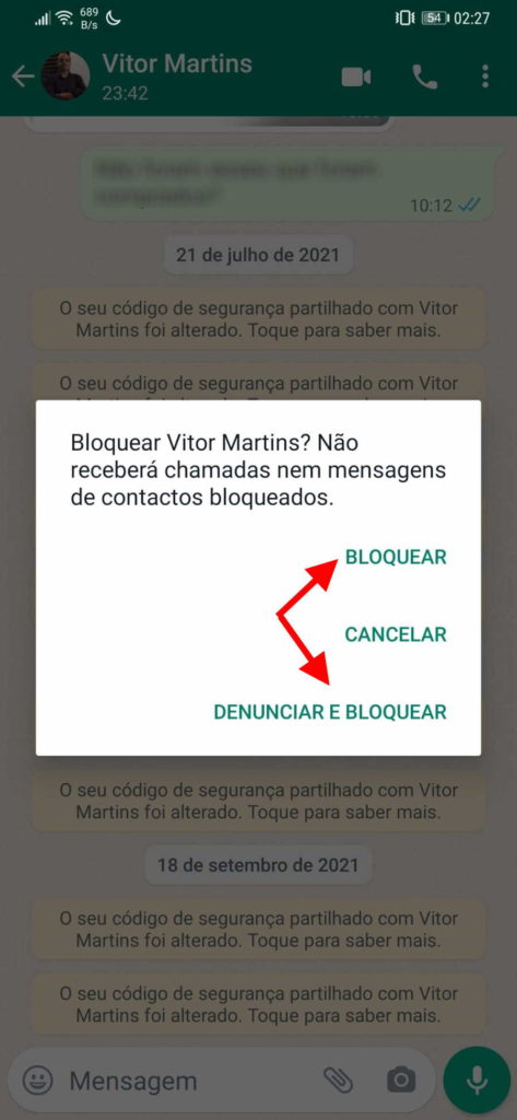 WhatsApp bloquear desbloquear contacto mensagens
