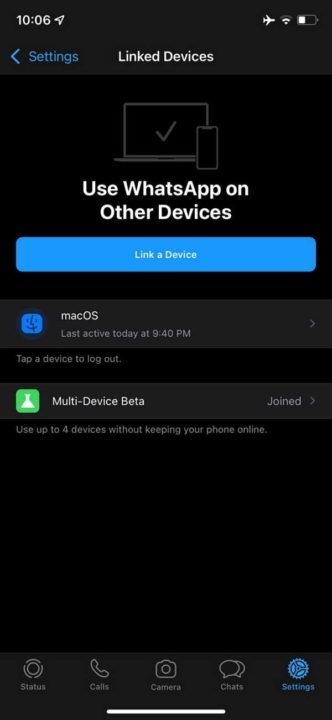 WhatsApp iOS multi-dispositivos mensagens testes