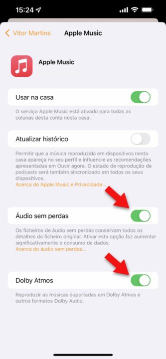 Imagem App Casa com HomePod para ativar Spatial Audio e Lossless