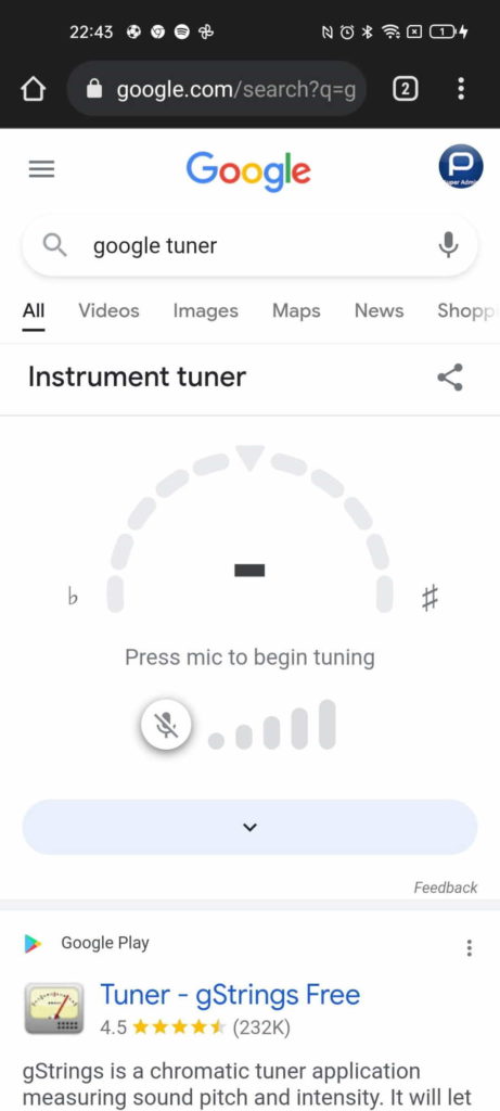 Google guitarra afinar browser apps