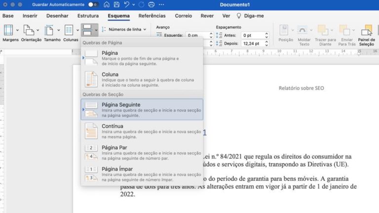 Word – Como ter cabeçalhos e rodapés diferentes num documento?