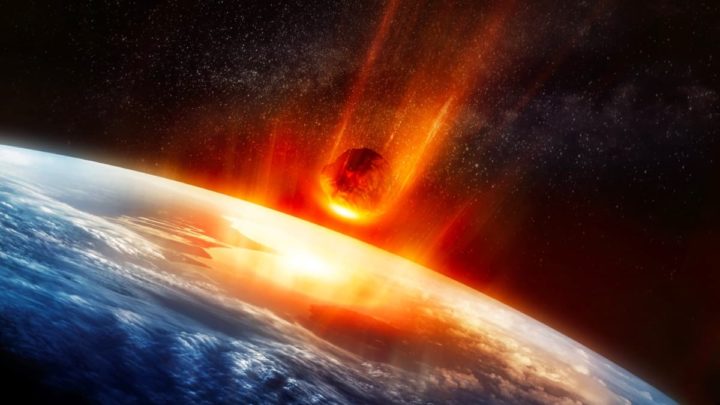 Ilustração asteroide contra a Terra