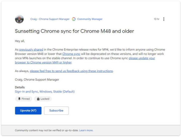 Chrome Google versões browser