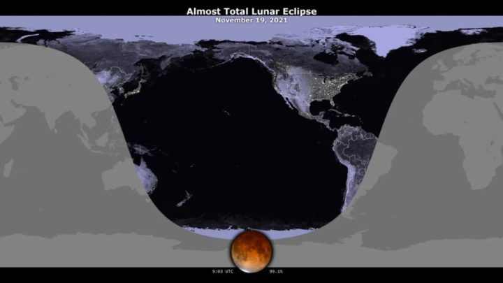 Ilustração do processo do eclipse total da Lua
