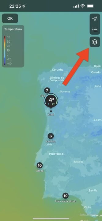 Imagem app Meteorologia com mapa de chuva