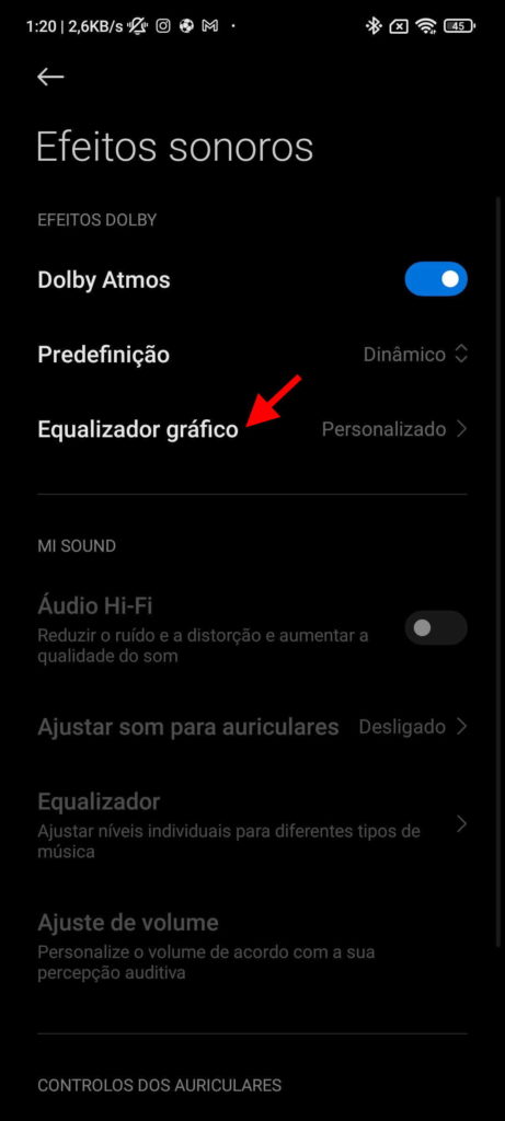 Xiaomo MIUI smartphone música equalizador
