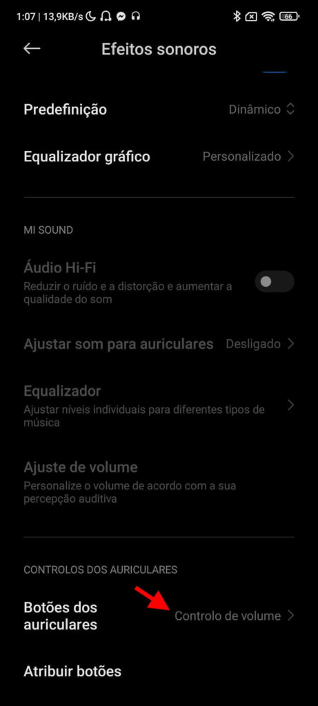 Xiaomi auscultadores smartphone botões som