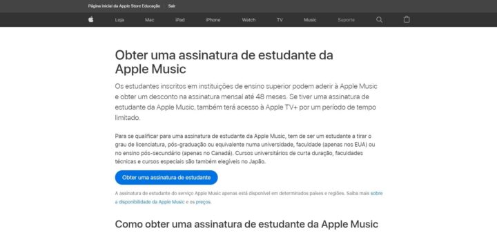 Apple Music para estudantes