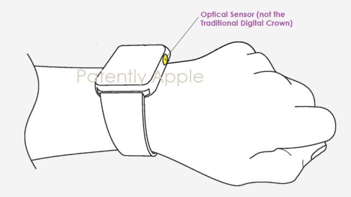 Imagem da patente Apple do Apple Watch sem Coroa Digital