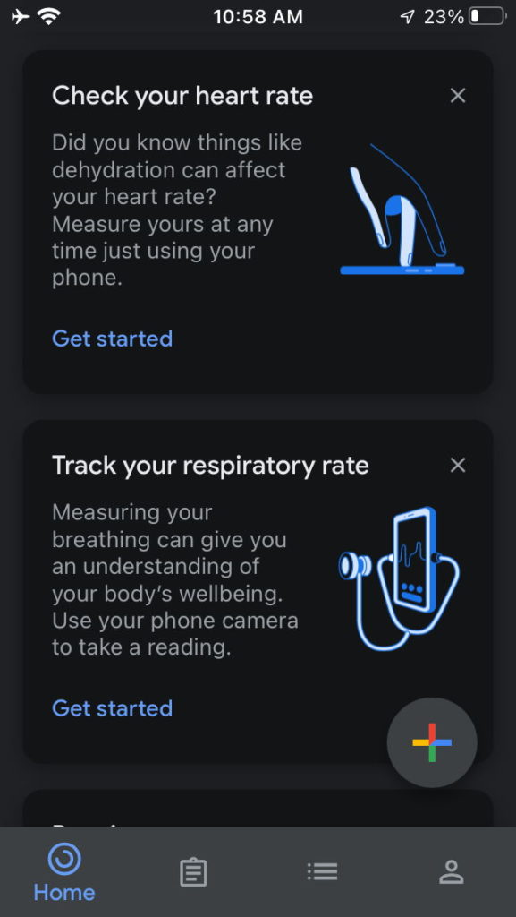 Google Fit iPhone ritmo cardíaco respiração