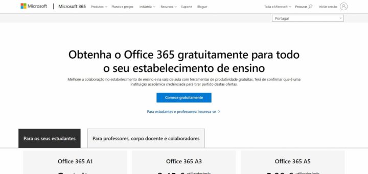 Microsoft Office 365 para estudantes