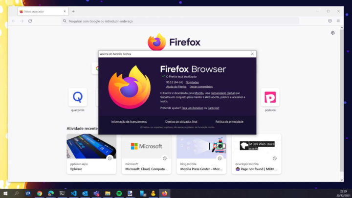 Firefox Mozilla atualização browser versão