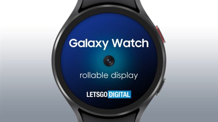 Imagem smartwatch Samsung com ecrã enrolável