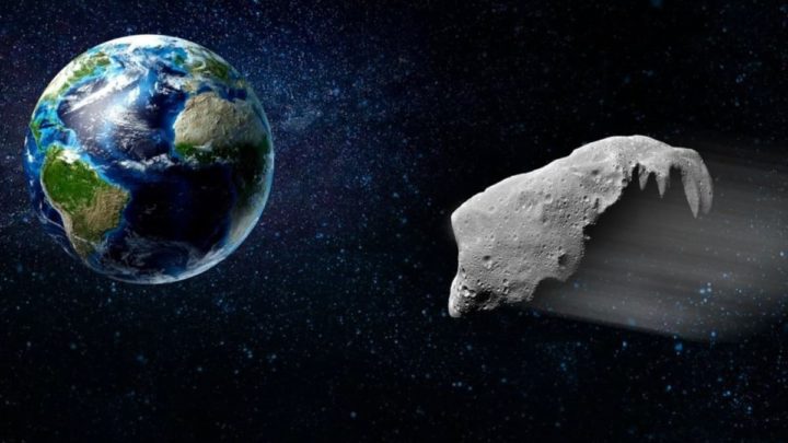 Ilustração de asteroide em direção à Terra