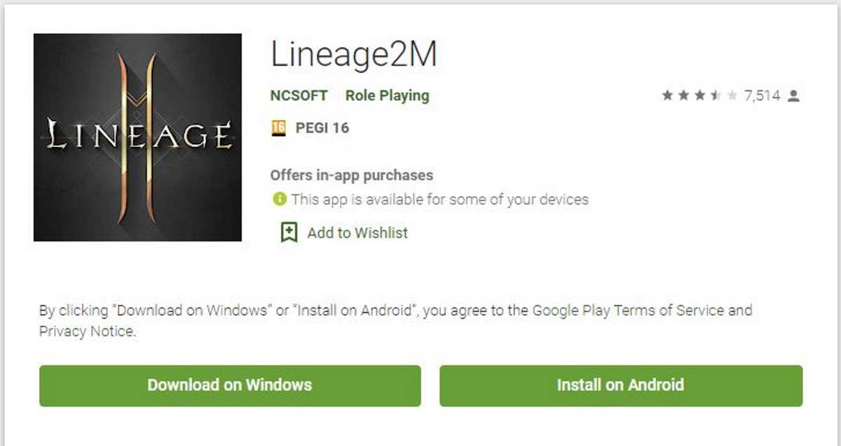 Google Play Store já permite download de jogo no Windows