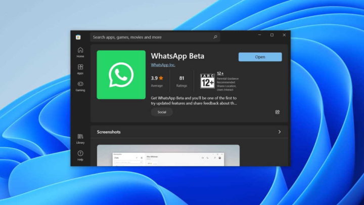 WhatsApp Windows 11 interface desktop apps