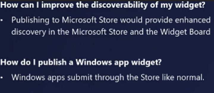 Widgets de Windows 11 Programadores de Microsoft Store