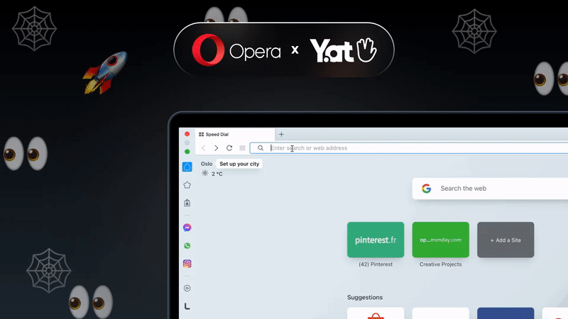 Opera emojis endereços Internet browser